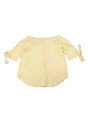 Haute Project Yellow Stripe Tie Sleeve Blouse Small